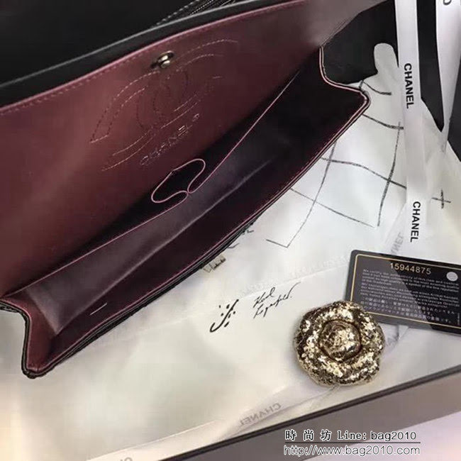 香奈兒CHANEL 225 進口大象紋胎牛皮金銀扣單肩斜挎鏈條包 DSC2038